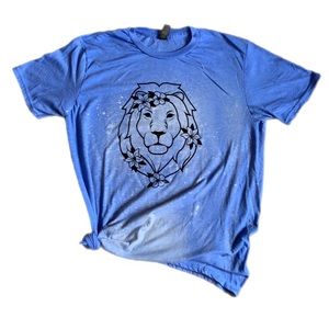 Bleach Dyed Floral Lion Short Sleeve T-Shirt